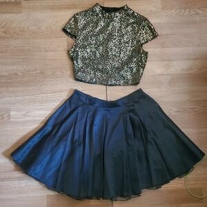 Two piece gold and black dress